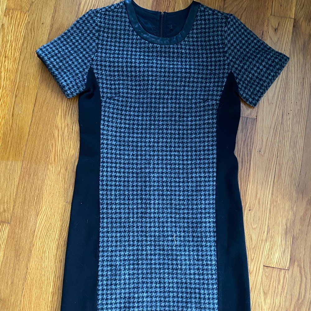 Jcrew black and gray check wool dress